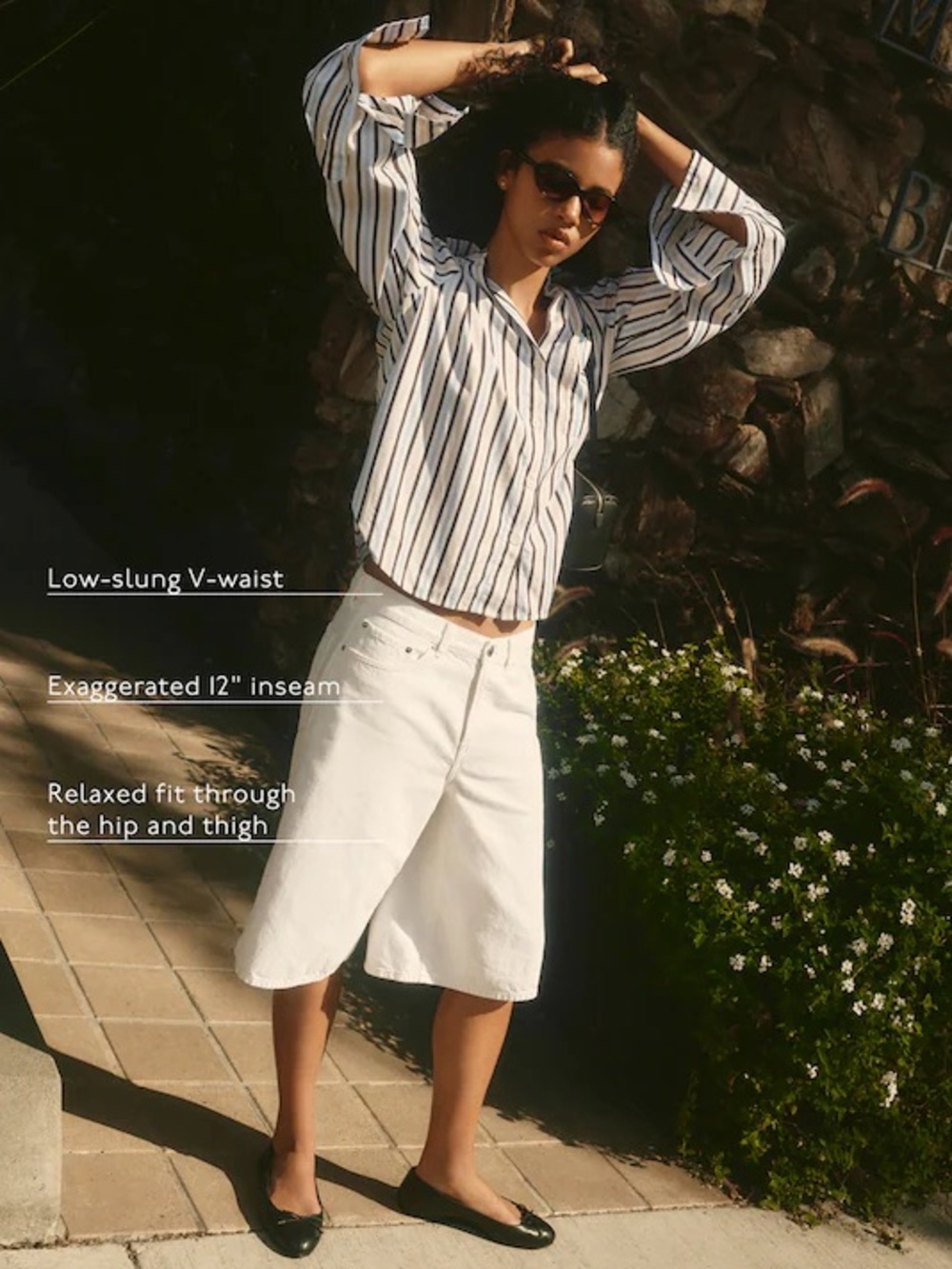 NWT Madewell The V-Waist Bermuda Short Tile White Rigid Denim Size 28